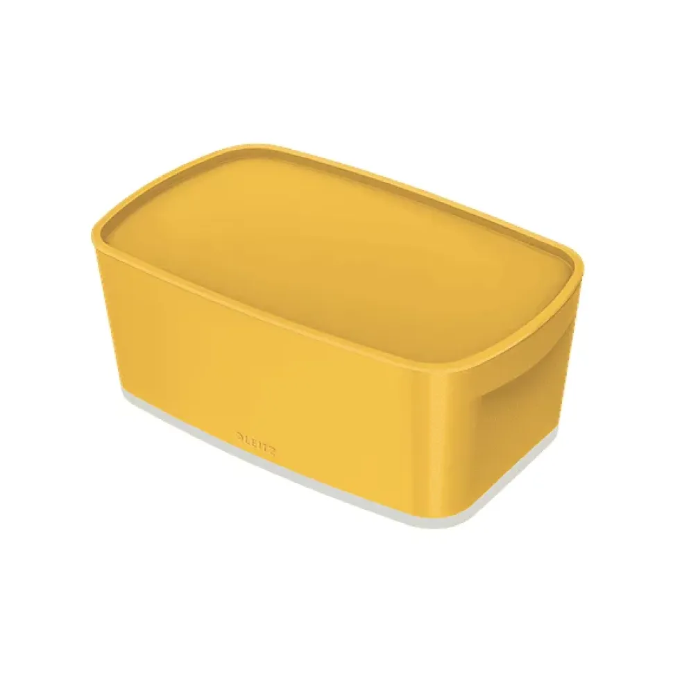 Petit bac de rangement avec couvercle 5 litres My Box Cosy - Jaune