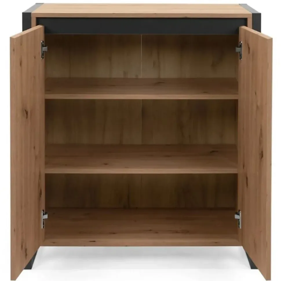 Petit Buffet de Rangement 2 Portes L80 cm - DENVER