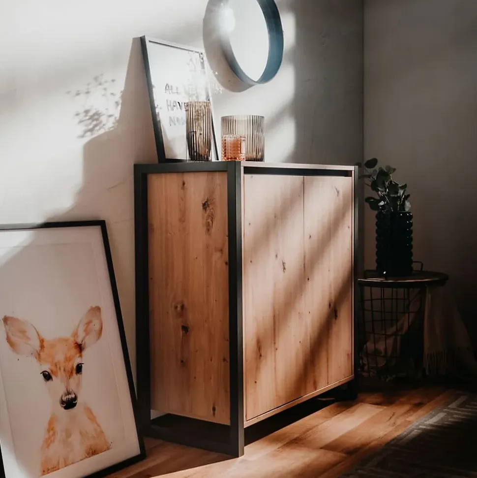 Petit Buffet de Rangement 2 Portes L80 cm - DENVER
