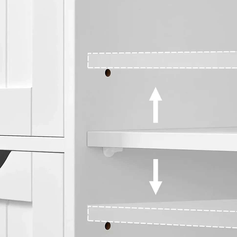 Petit meuble de rangement 1 porte et 3 tiroirs blanc - L60 cm