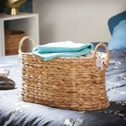 Petit Panier en Jacinthe d'eau avec Poignées - H21 cm