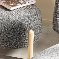 Petit tabouret en tissu bouclette gris foncé Nério