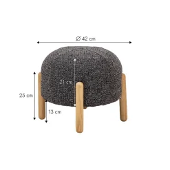 Petit tabouret en tissu bouclette gris foncé Nério