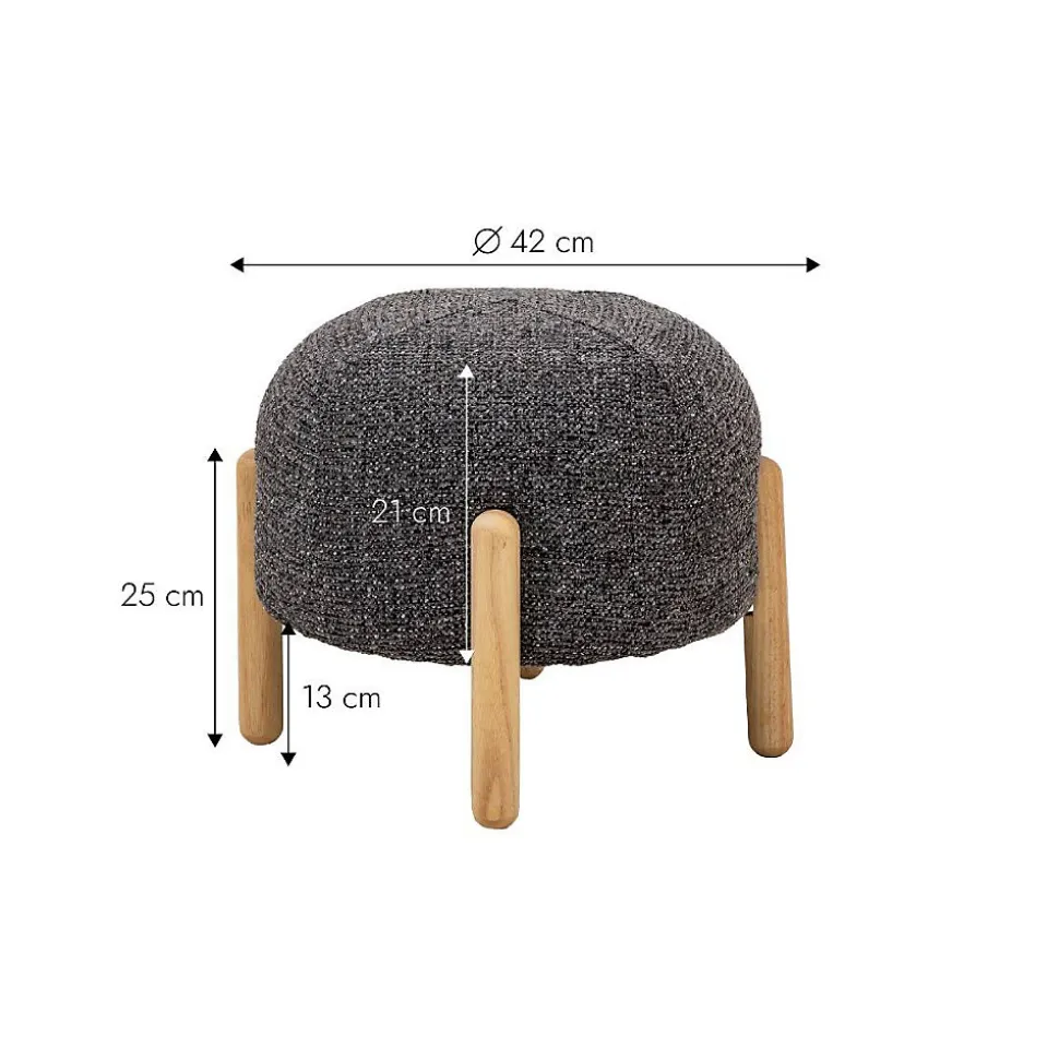Petit tabouret en tissu bouclette gris foncé Nério