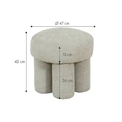 Petit tabouret en tissu écru Toby