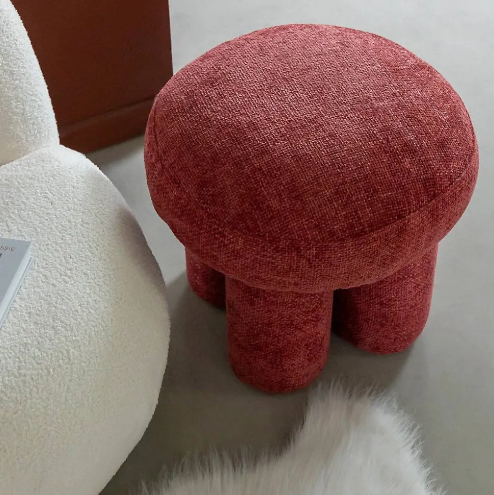 Petit tabouret en tissu fuchsia Toby