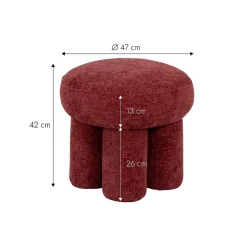 Petit tabouret en tissu fuchsia Toby