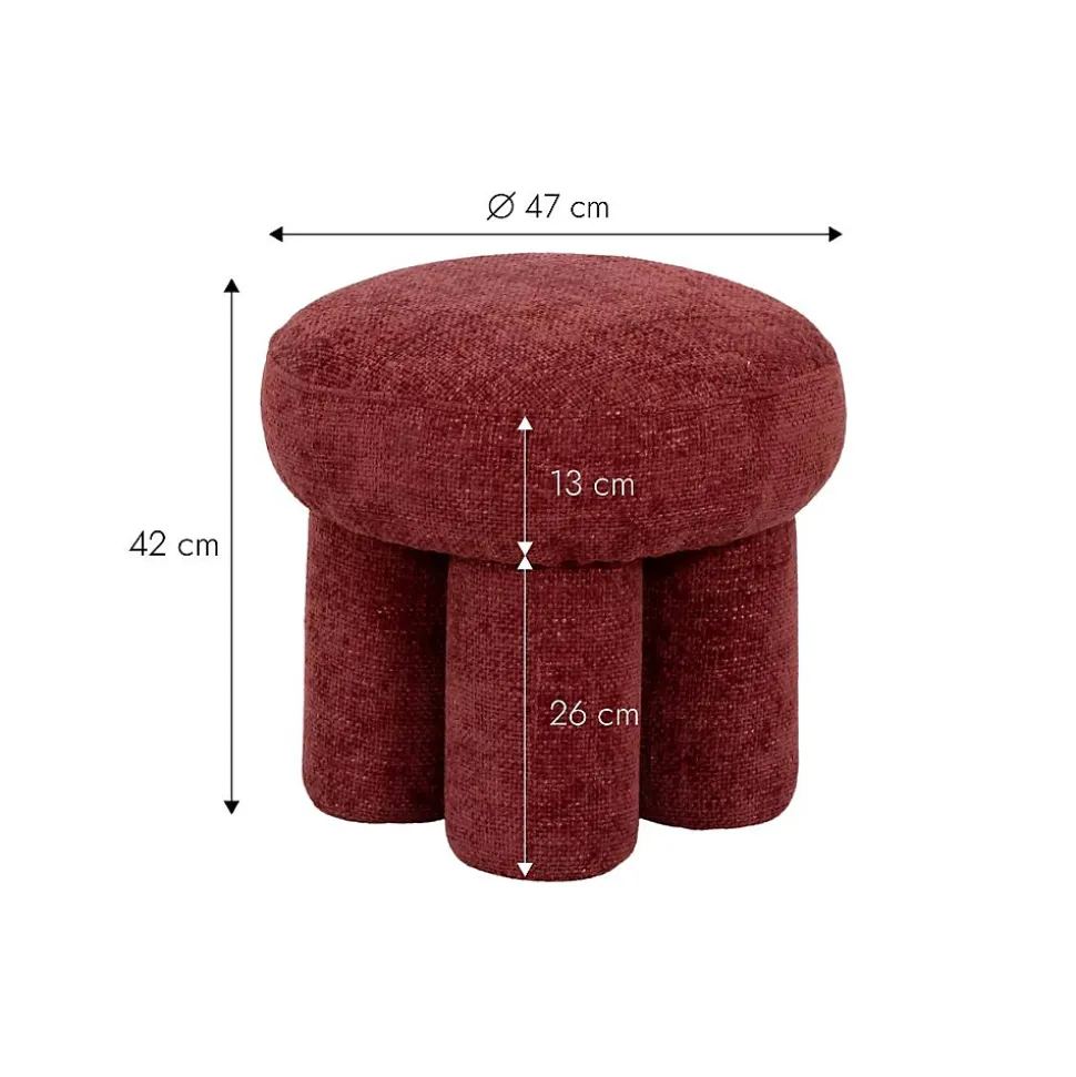 Petit tabouret en tissu fuchsia Toby