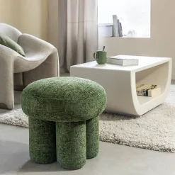 Petit tabouret en tissu vert Toby