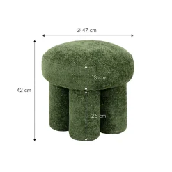 Petit tabouret en tissu vert Toby