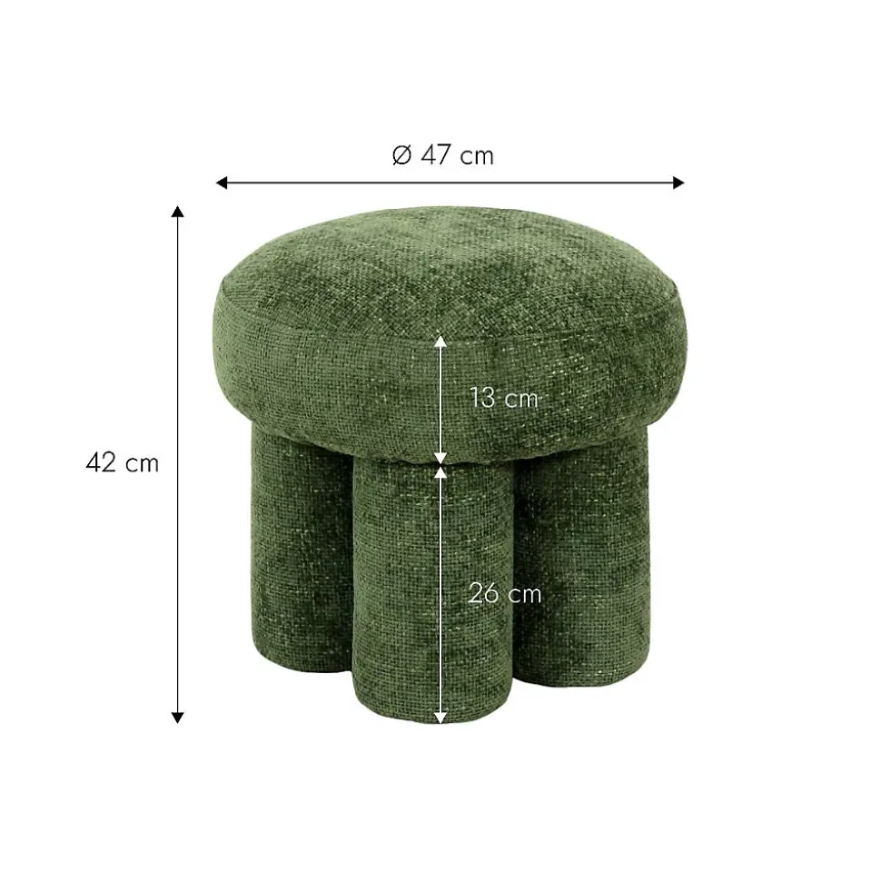 Petit tabouret en tissu vert Toby