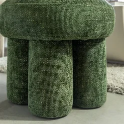 Petit tabouret en tissu vert Toby