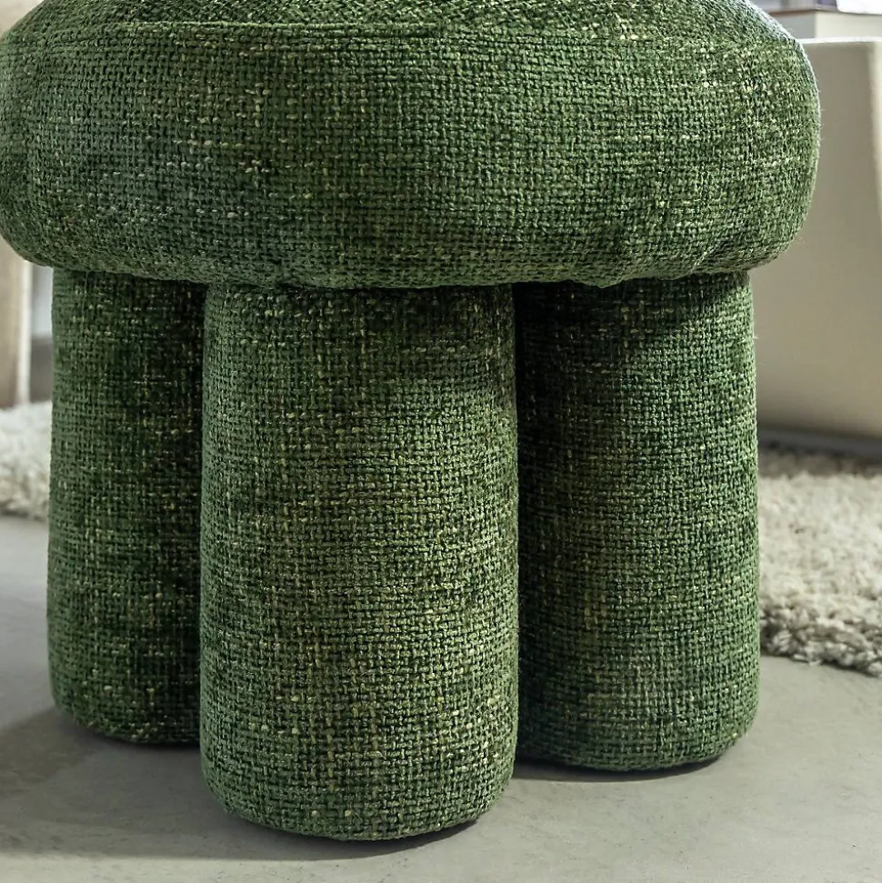 Petit tabouret en tissu vert Toby