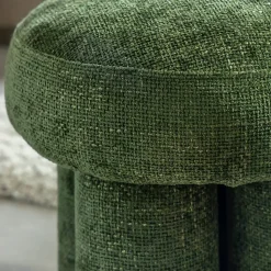 Petit tabouret en tissu vert Toby