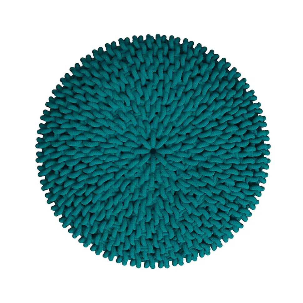 Petit tabouret tricot en coton vert céladon - Lisa