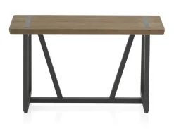 Petite banquette métallique avec assise en bois