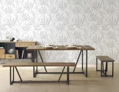 Petite banquette métallique avec assise en bois