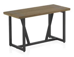 Petite banquette métallique avec assise en bois