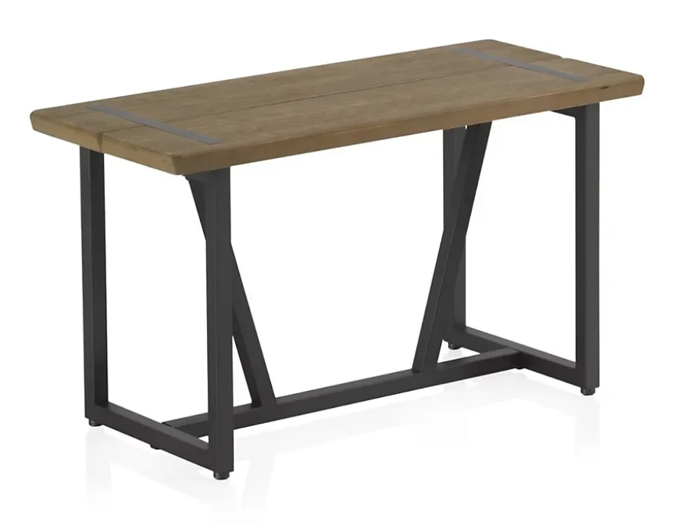 Petite banquette métallique avec assise en bois