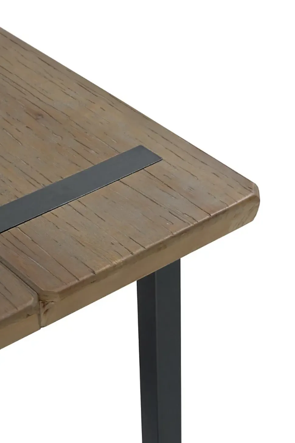 Petite banquette métallique avec assise en bois