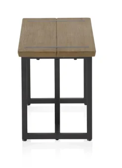 Petite banquette métallique avec assise en bois