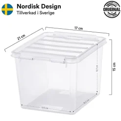 Petite Boîte carrée transparente 3 litres Classic 3 - Clips Blancs