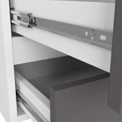 Petite Commode AKORD CL100 Blanche 100 cm 6 tiroirs façade Gris Graphite 100x35x57 cm