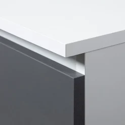 Petite Commode AKORD CL100 Blanche 100 cm 6 tiroirs façade Gris Graphite 100x35x57 cm