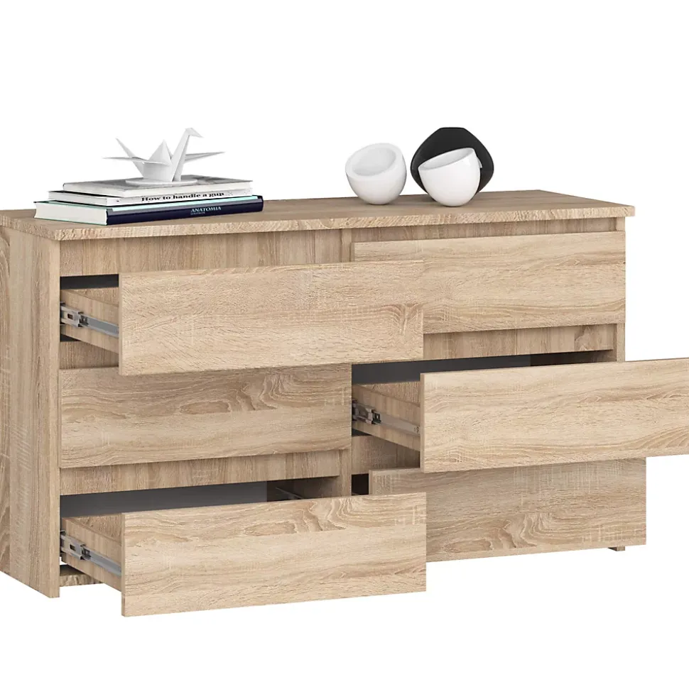 Petite Commode AKORD CL100 Chêne Sonoma 100 cm 6 tiroirs façade Chêne Sonoma 100x35x57 cm