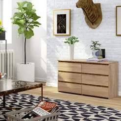 Petite Commode AKORD CL100 Chêne Sonoma 100 cm 6 tiroirs façade Chêne Sonoma 100x35x57 cm