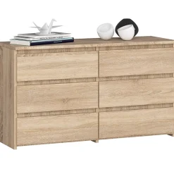 Petite Commode AKORD CL100 Chêne Sonoma 100 cm 6 tiroirs façade Chêne Sonoma 100x35x57 cm