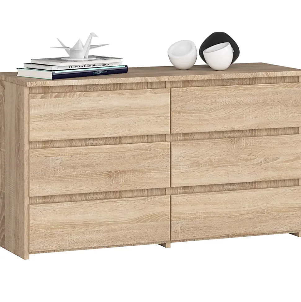 Petite Commode AKORD CL100 Chêne Sonoma 100 cm 6 tiroirs façade Chêne Sonoma 100x35x57 cm