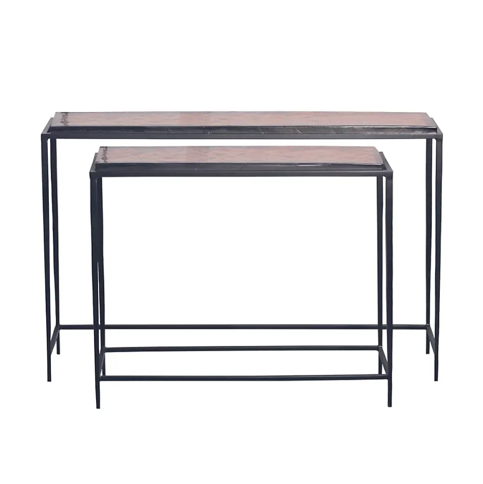 Petite console en verre fumé et métal L80 cm IGLOO