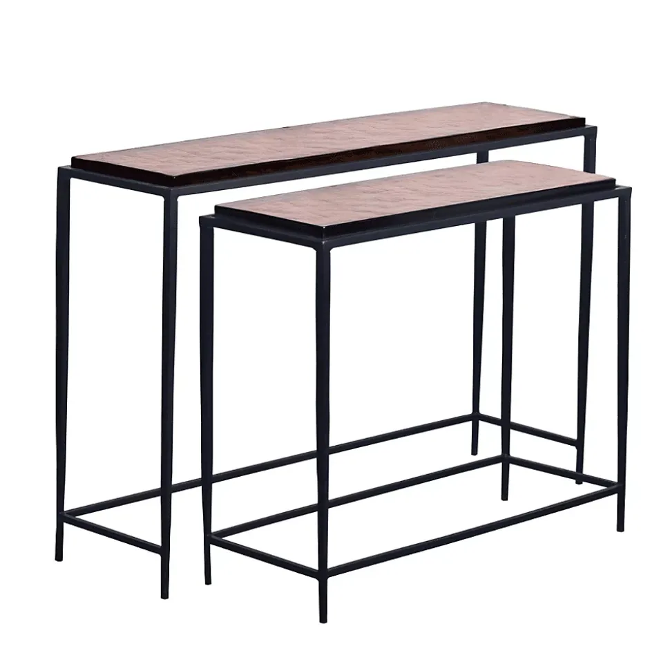 Petite console en verre fumé et métal L80 cm IGLOO