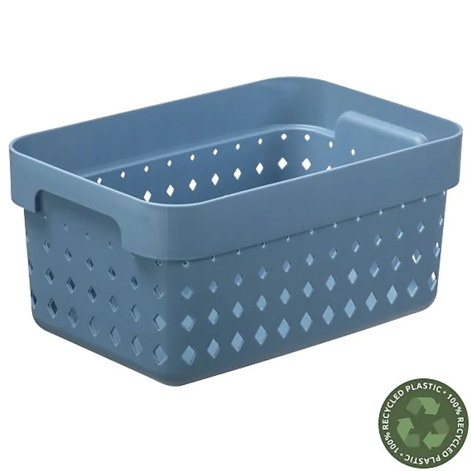 Petite Corbeille Elégante en Plastique Recyclé S - Bleu