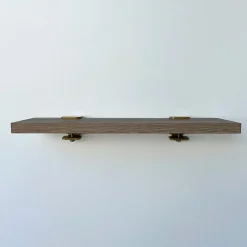 Petite étagère murale stratifiée DECO-GEM, décor chêne clair, L.60 x P.20 cm Ep.28 mm et supports muraux acier noir