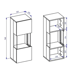 Petite vitrine suspendue 1 porte partiellement vitrée collection EVA. Couleur blanc mat et chene.