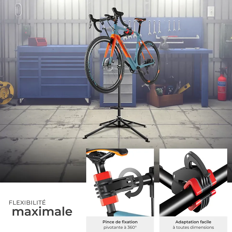Pied d'atelier vélo en acier enduit de poudre support de montage pliable pour tous les modèles courants TECTAKE