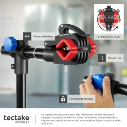 Pied d'atelier vélo en acier enduit de poudre support de montage pliable pour tous les modèles courants TECTAKE