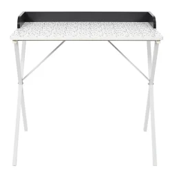 PINTO - Bureau Blanc Motifs Eclats Rebord Noir