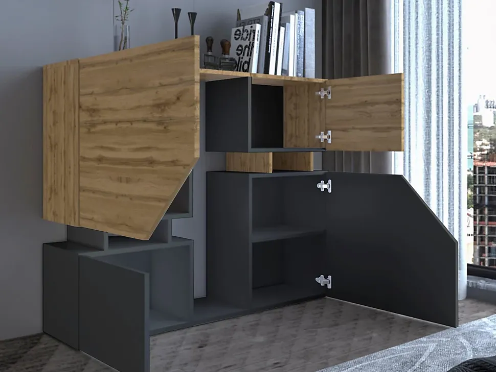 Pitt - buffet haut - 4 portes - 120 cm - Best Mobilier