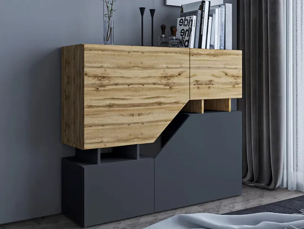 Pitt - buffet haut - 4 portes - 120 cm - Best Mobilier