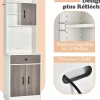Placard de Rangement avec Stockage a Plusieurs Niveaux avec Trous de Cable Armoire de Rangement avec Etagere Reglable