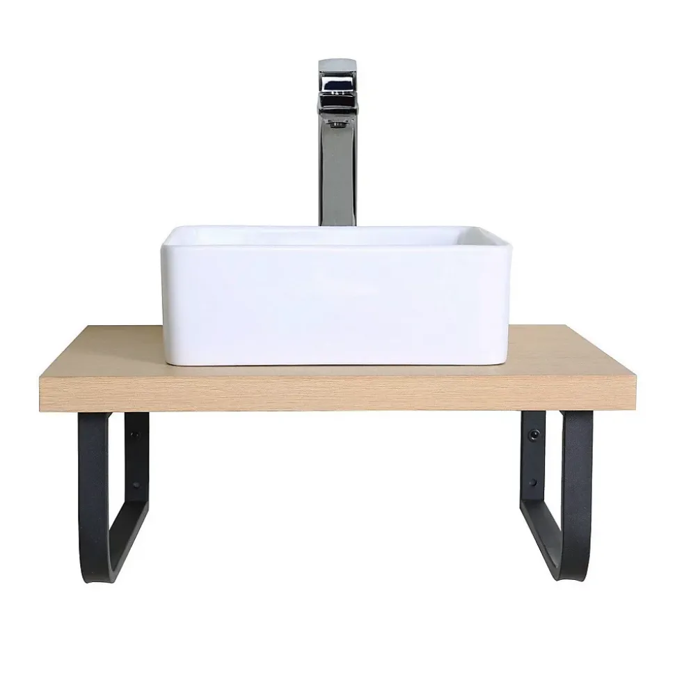 Plan de toilette suspendu pour vasque WILL - 60 cm avec équerres métal