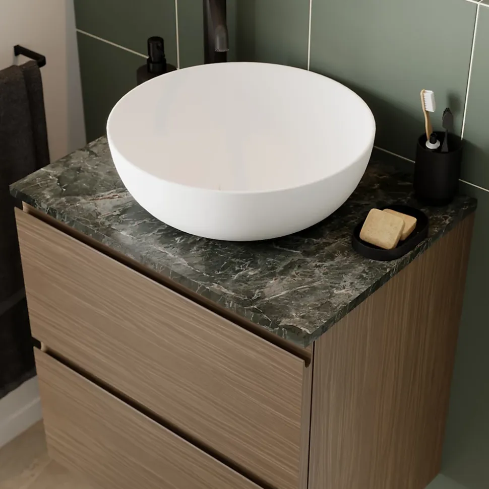Plan de toilette effet marbre vert L.60 x l.45 x ép.2 cm, GoodHome Cadélia