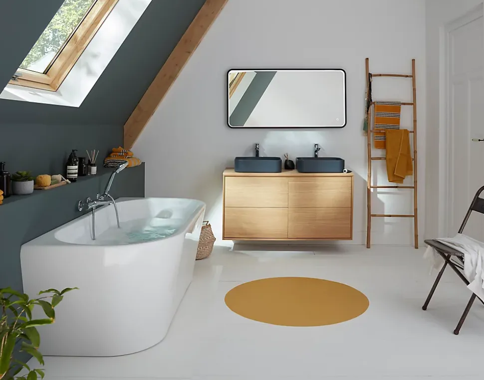 Plan de toilette GoodHome Avela placage chêne 120 cm