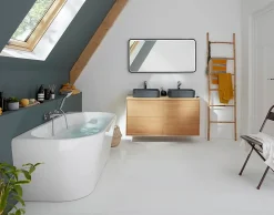 Plan de toilette GoodHome Avela placage chêne 120 cm