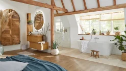 Plan de toilette GoodHome Avela placage chêne 100 cm