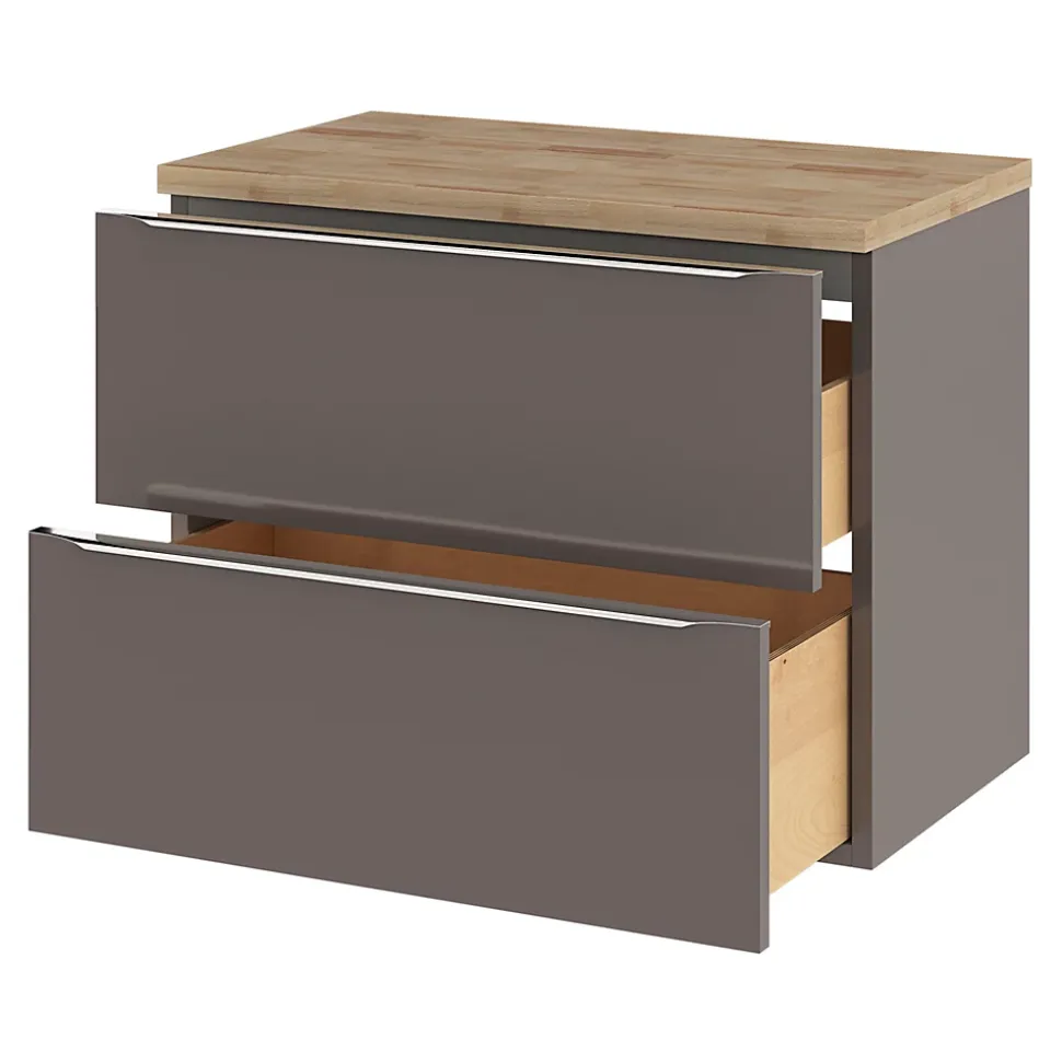 Plan de toilette GoodHome Hartland L. 80 cm chêne