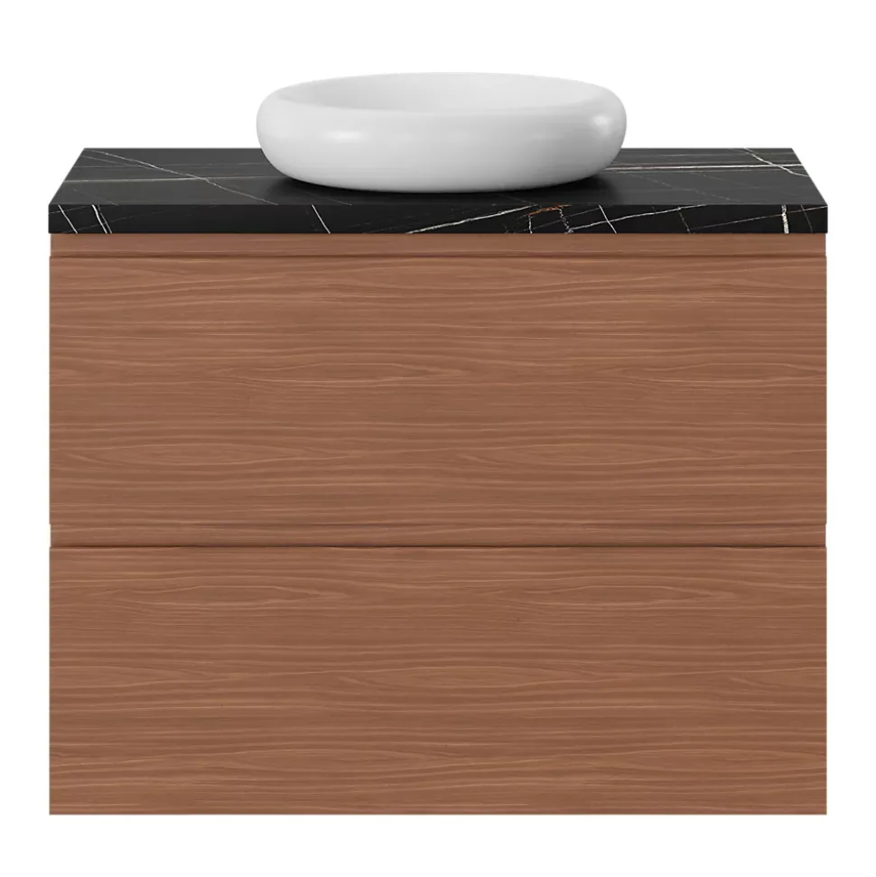 Plan de toilette L.80 x l.45 x ép.2 cm effet marbre noir Cadélia